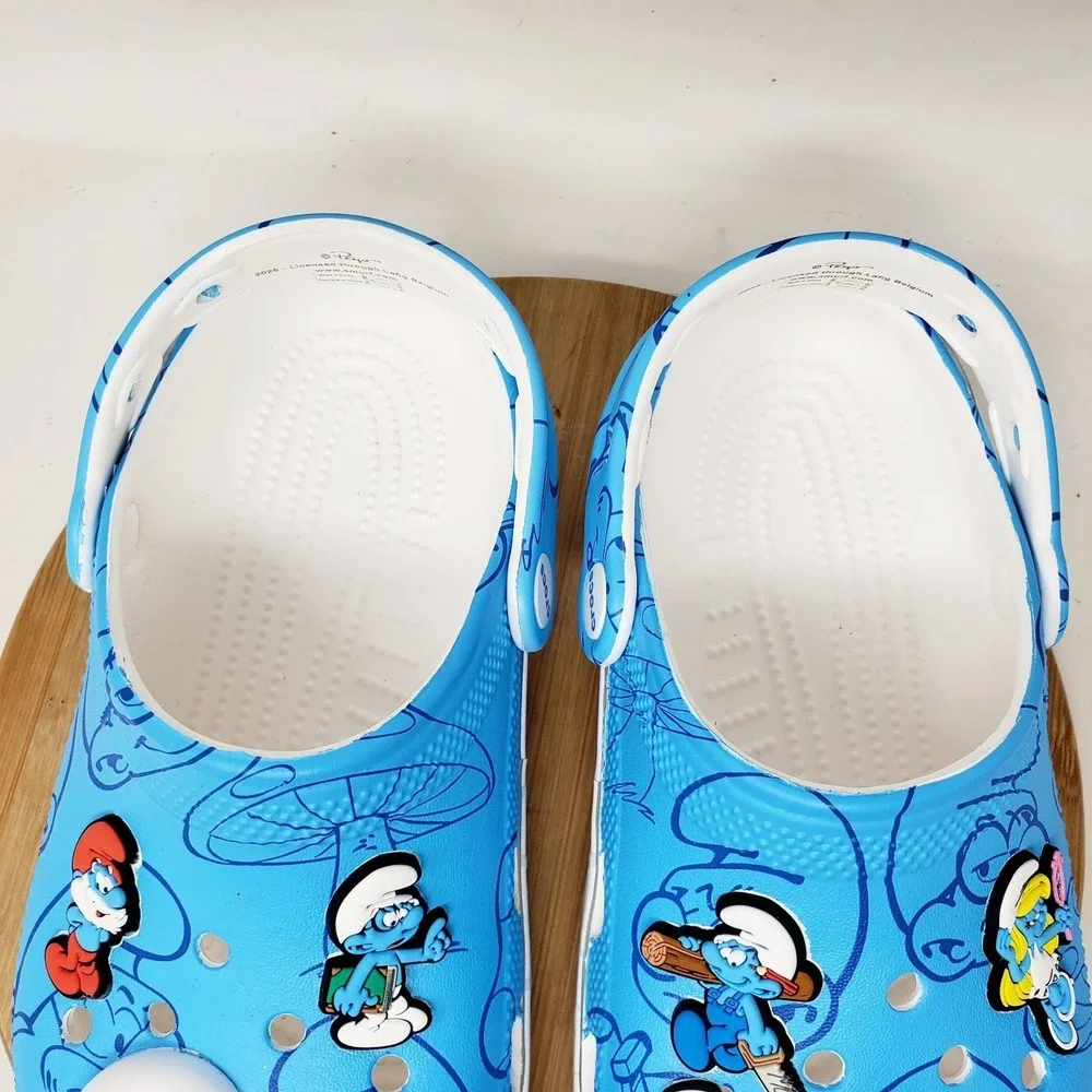 Crocs Smurfs Sandals Kids 2 Blue Classic Clog Casual Boys Girls Shoes